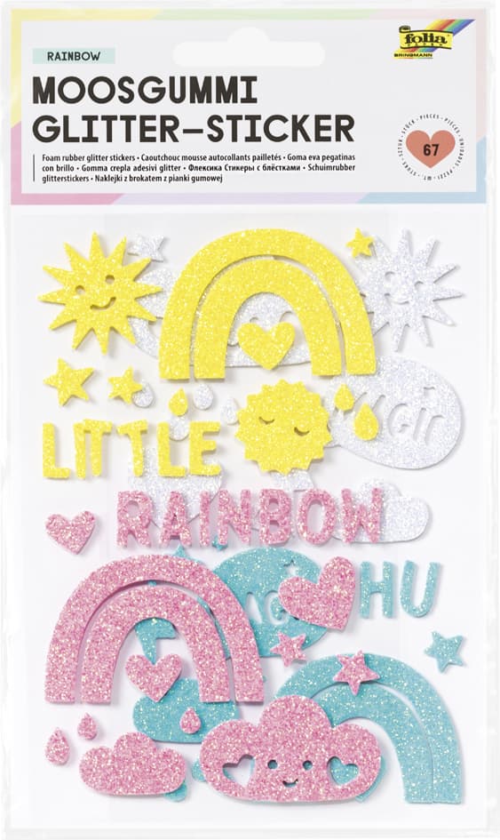 Folia Moosgummi Glitter-Sticker , Rainbow,