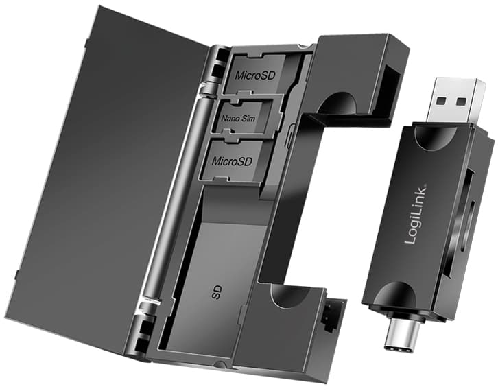 Logilink Usb 3.2 Gen1 Card Reader, Mit Kartenaufbewahrung