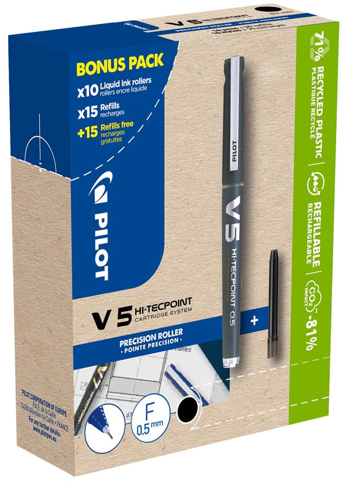 Pilot Tintenroller V5 Hi-Tecpoint, Blau, Bonuspack