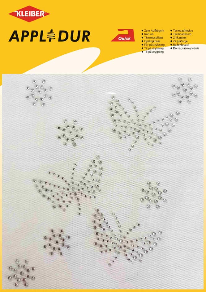 Kleiber Strass-Applikation Xl , Schmetterlinge & Sterne,