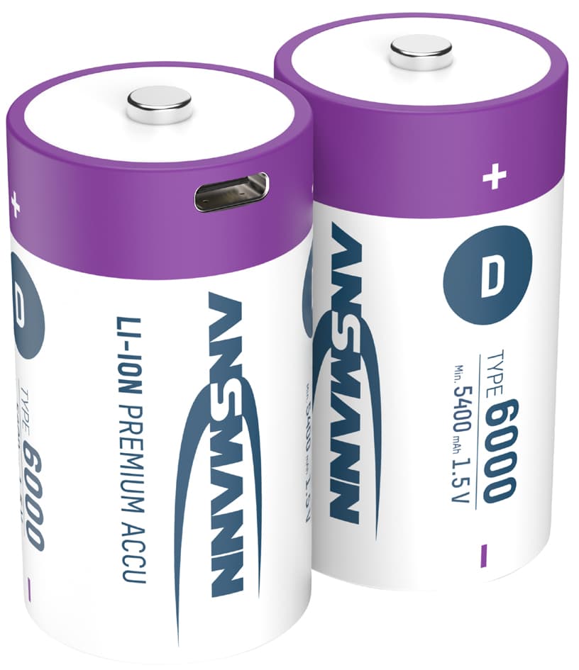 Ansmann Li-Ion Akku Mono D Mit Usb-C Kupplung, 2er Karton