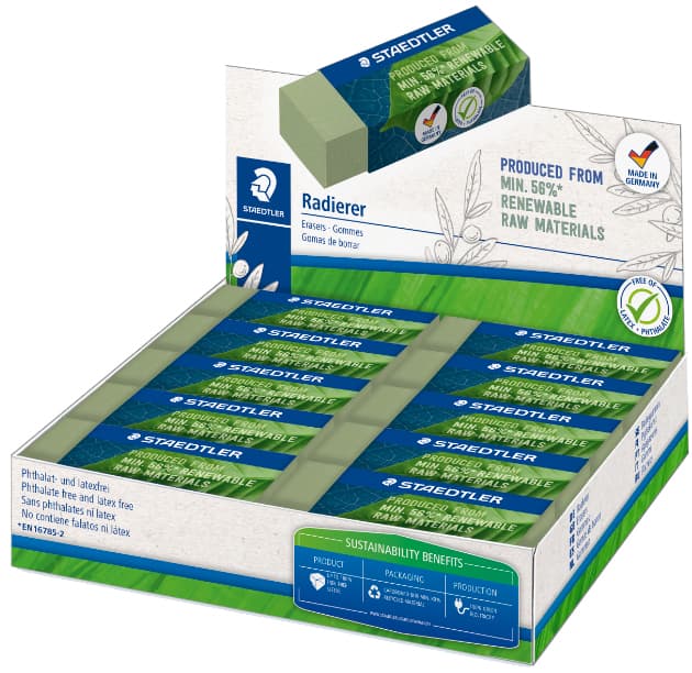 Staedtler Radierer, 65 X 23 X 13 Mm, Olivgrün, 20er Display