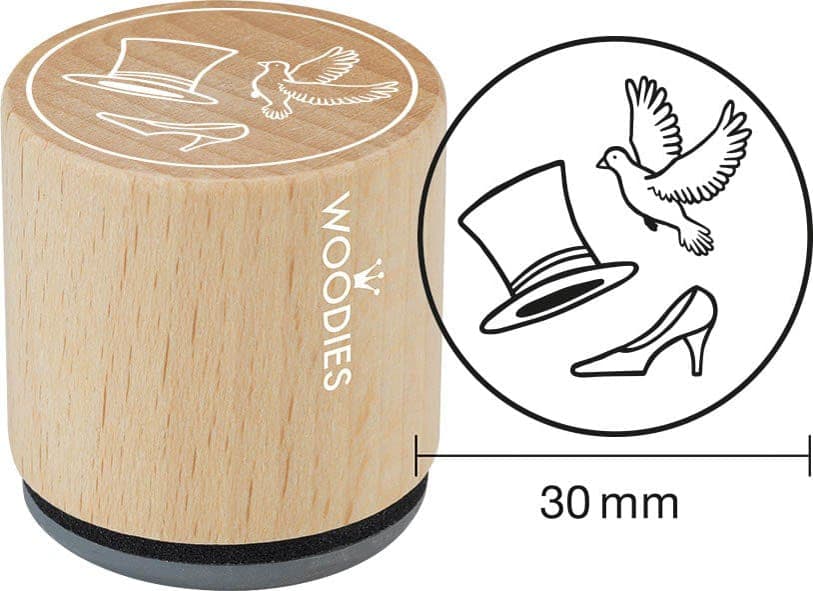 Colop Motiv-Stempel Woodies , Zylinder-Taube-Brautschuh,
