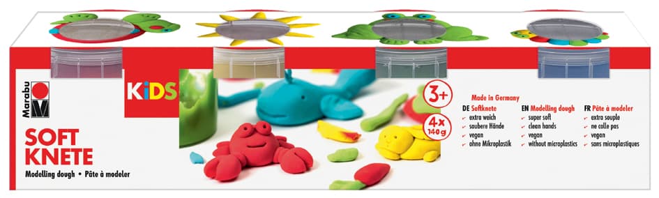 Marabu Kids Spielknete-Set, 4 X 140 G, Basisfarben