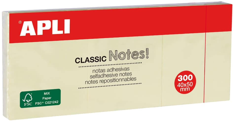 Apli Haftnotizen , Classic Notes!, , 40 X 50 Mm, Gelb