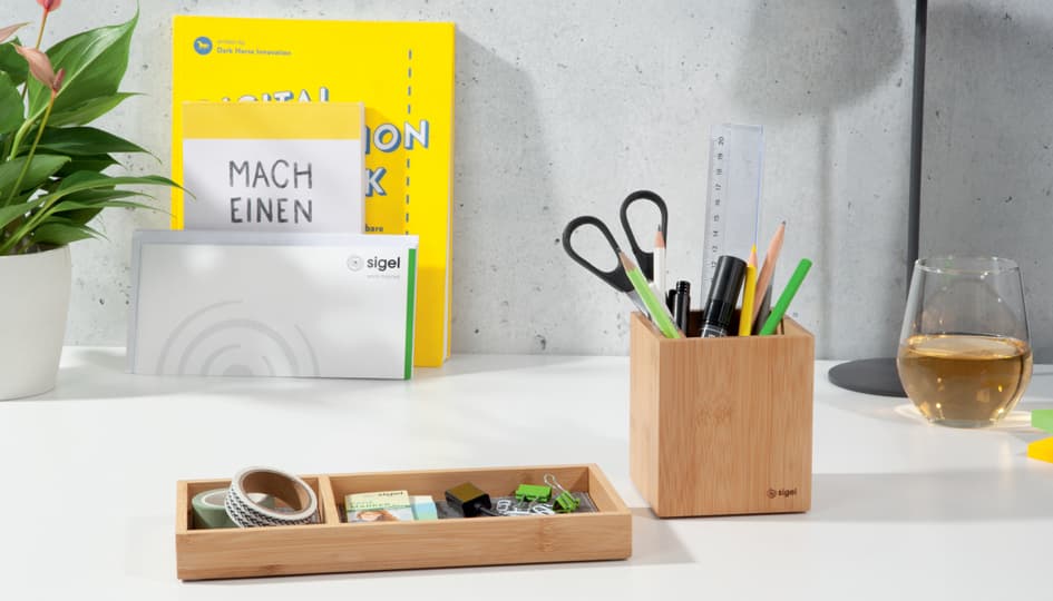 Sigel Stifteschale Eyestyle, Aus Bambus, Hellgrau/Schwarz