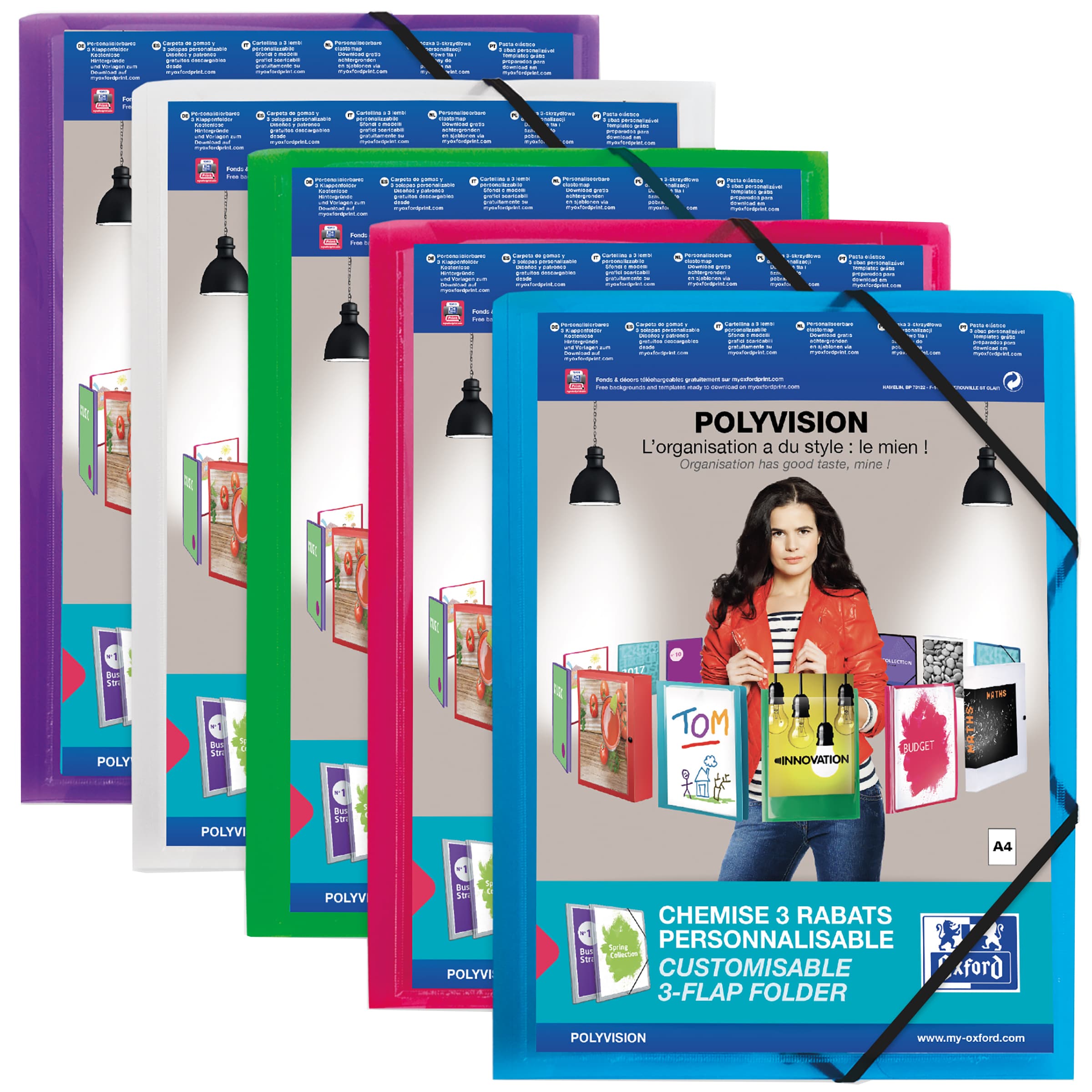 Oxford Eckspannermappe Polyvision, Din A4-Sichttasche, Blau