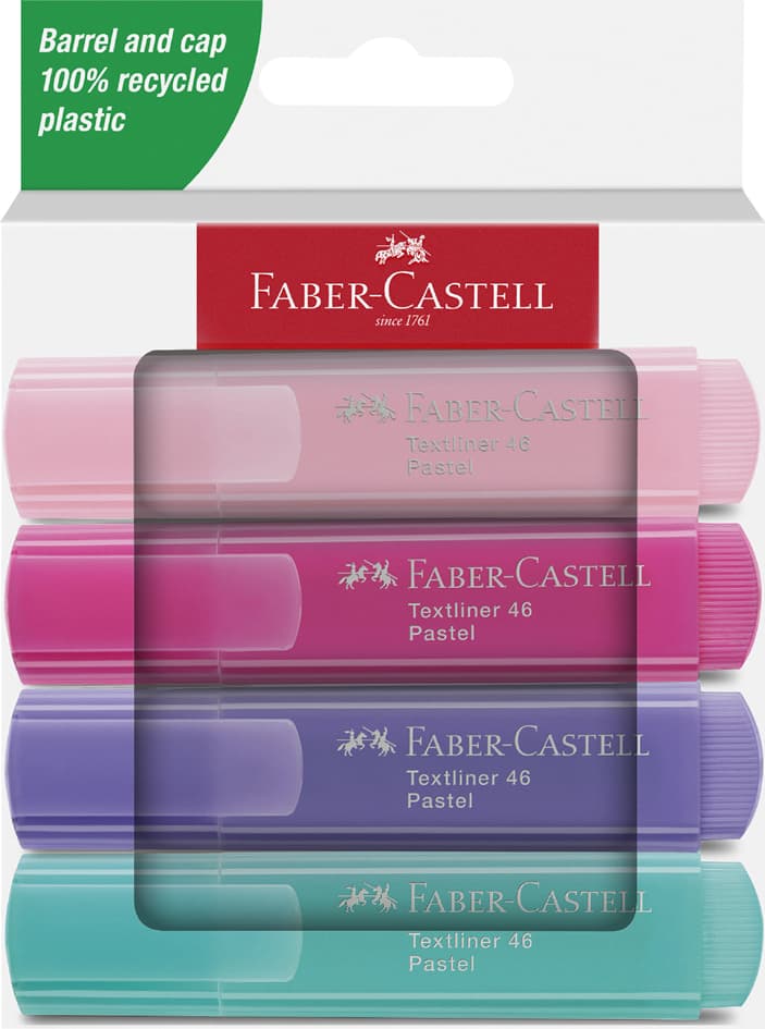 Faber-Castell Textmarker Textliner 46 Pastell, 4er Etui