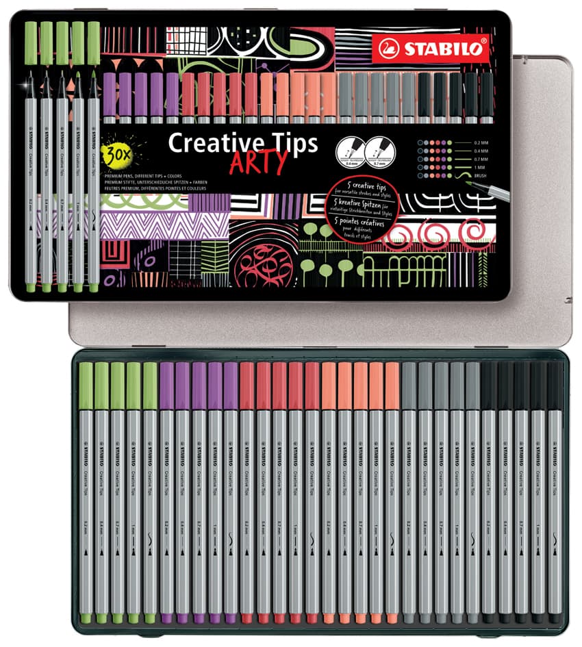 Stabilo Creative Tips Arty Pastell, 30er Metalletui