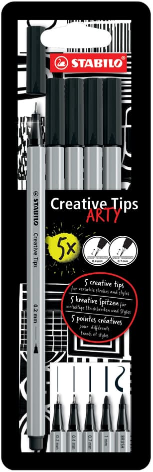 Stabilo Creative Tips Arty Black, 5er Kartonetui