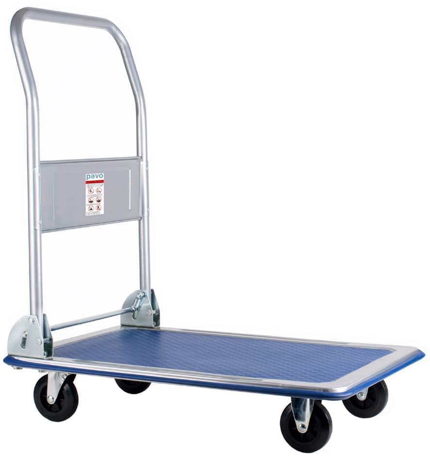 Pavo Stahl-Plattformwagen, Tragkraft: 150 Kg, Schwarz/Blau