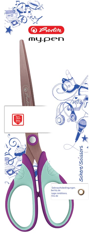 Herlitz Schere My.Pen, Spitz, Lila/Minze