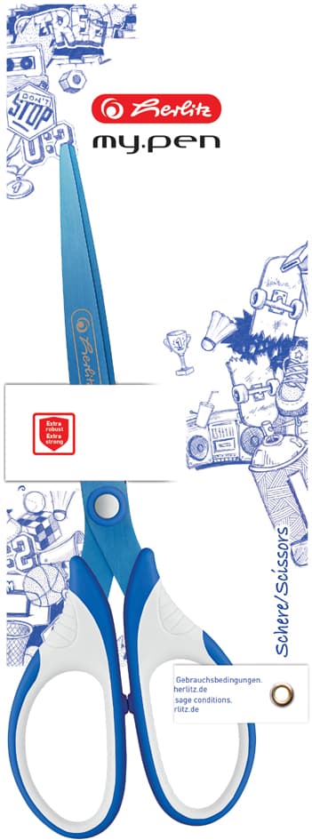 Herlitz Schere My.Pen, Spitz, Blau/Weiß