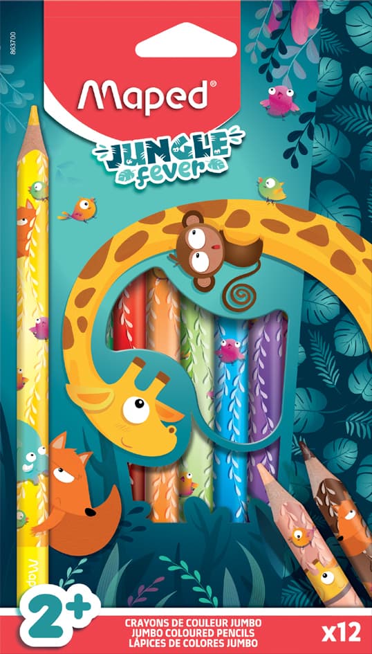 Maped Dreikant-Buntstift Jungle Fever Jumbo, 12er Kartonetui