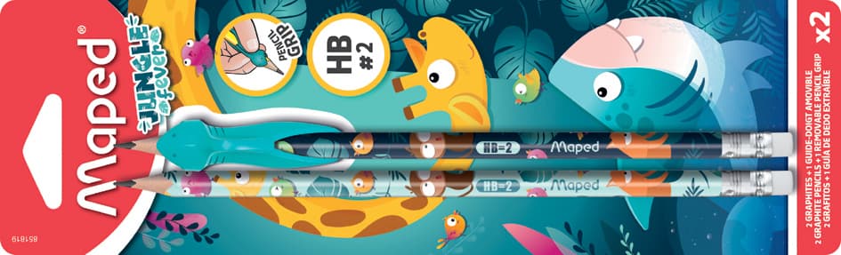 Maped Bleistift Jungle Fever, Mit Radierer, Hb, 2er Blister