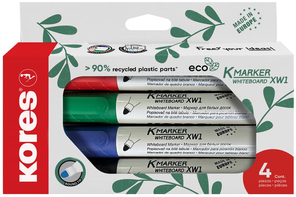 Kores Whiteboard-Marker , Eco Xw1, , 4er Etui