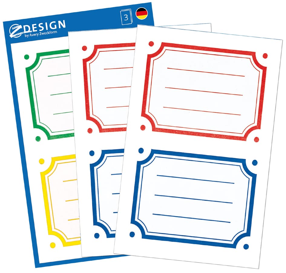 Zdesign School Buchetiketten , Rahmen, , Farbig