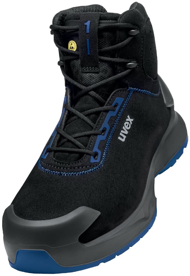 Uvex 1 X-Craft Schnürstiefel S2, Schwarz / Blau, Größe 50