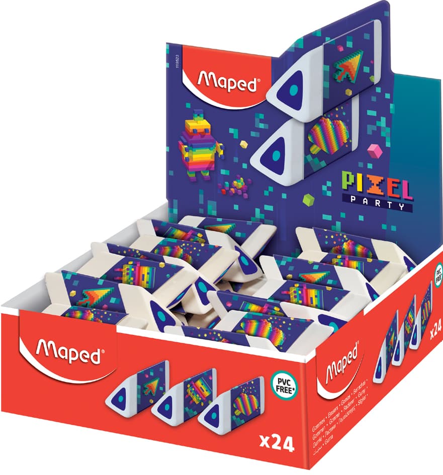 Maped Kunststoff-Radierer Pyramide Pixel Party, 24er Display