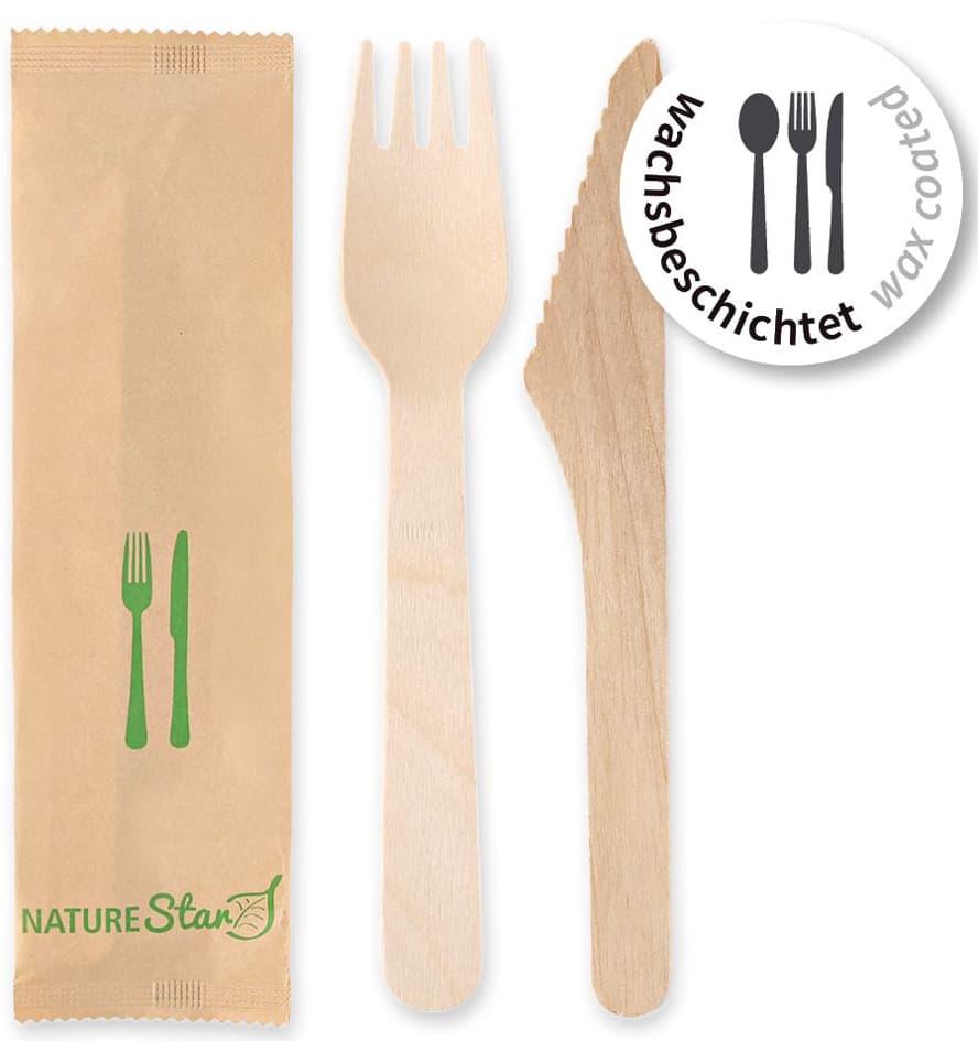 Nature Star Besteck-Set Simple, Aus Birkenholz, 2-Teilig
