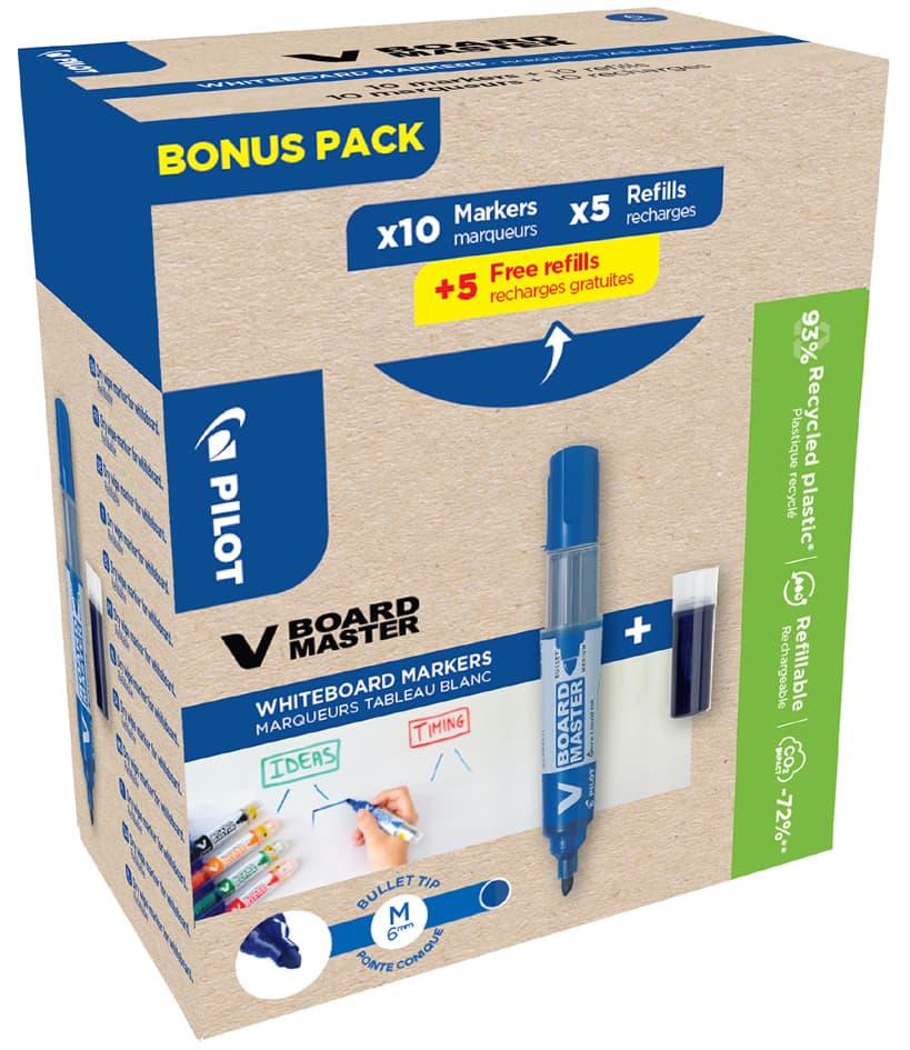 Pilot Whiteboard-Marker V Board Master, Bonus Pack, Blau