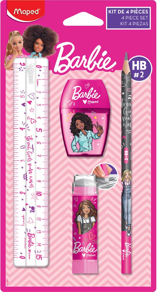 Maped Schreibset Barbie, 4-Teilig, Auf Blisterkarte