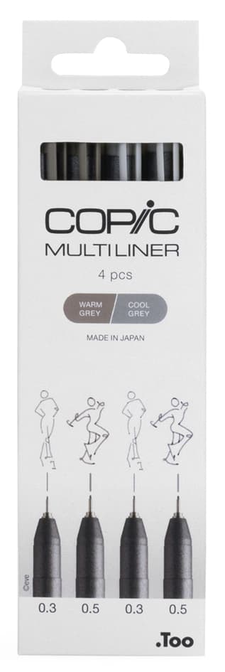 Copic Fineliner Multiliner, Grau, 4er Set