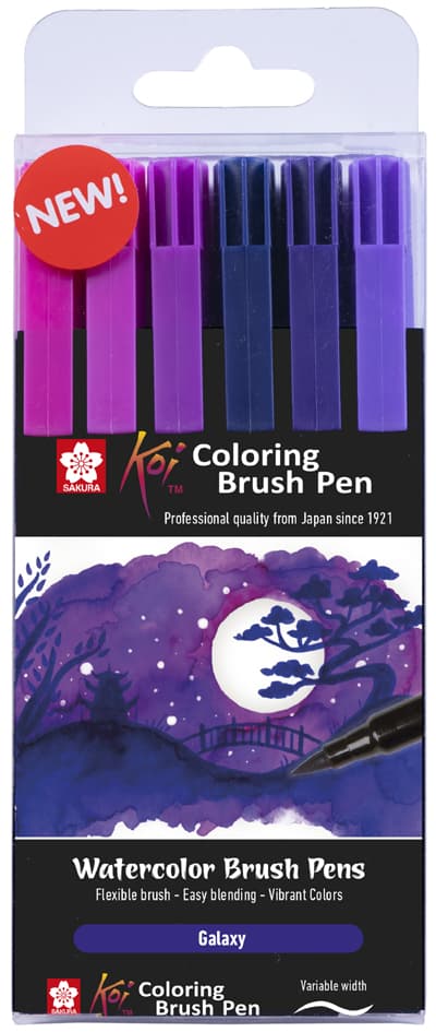 Sakura Pinselstift Koi Coloring Brush Pen , Galaxy, , 6 Farben