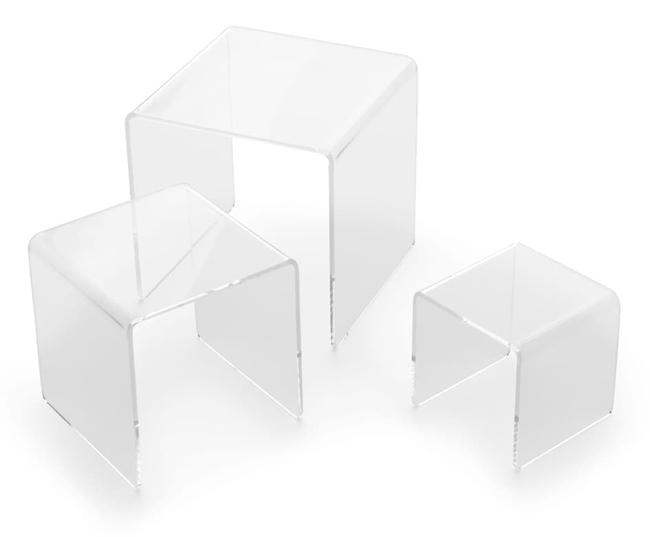 Deflecto Podest Quadratisch, Transparent, 3er Set