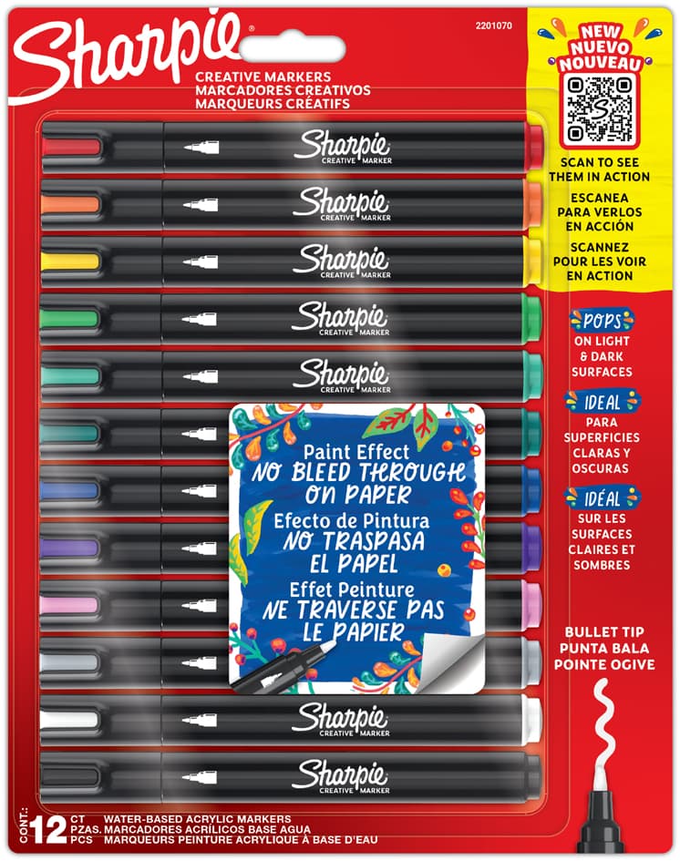 Sharpie Kreativmarker Acrylic, Rundspitze, 12er Blister
