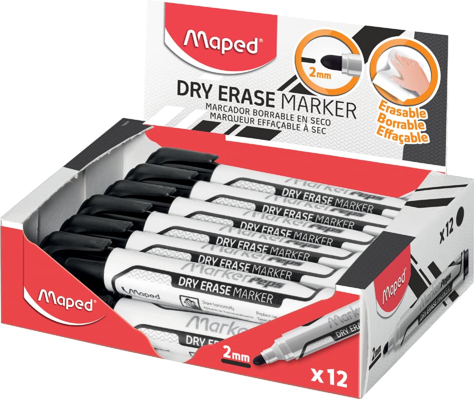 Maped Whiteboard-Marker Marker, Peps Jumbo, Schwarz, 12er