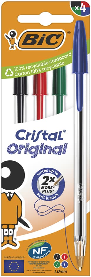 Bic Kugelschreiber Cristal Original, Sortiert, 4er Kartonbox