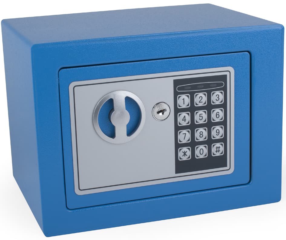 Pavo Mini-Tresor, Mit Elektronikschloss, Blau