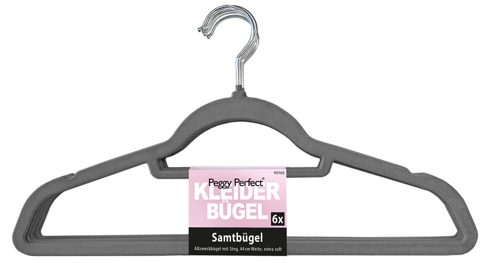 Peggy Perfect Kleiderbügel , Samtbügel, Mit Steg, 6er Pack