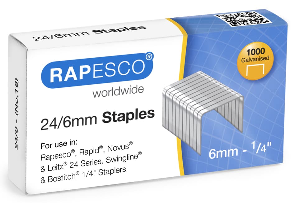 Rapesco Heftklammern 24/6, Verkupfert + Galvanisiert
