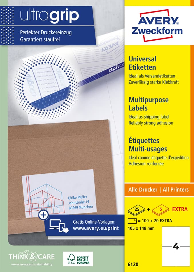 Avery Zweckform Universal-Etiketten, 48,3 X 33,8 Mm, Weiß