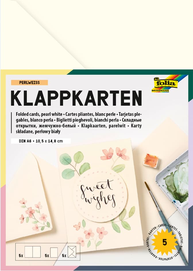 Folia Klappkarten-Set, 105 X 150 Mm, Perlweiß