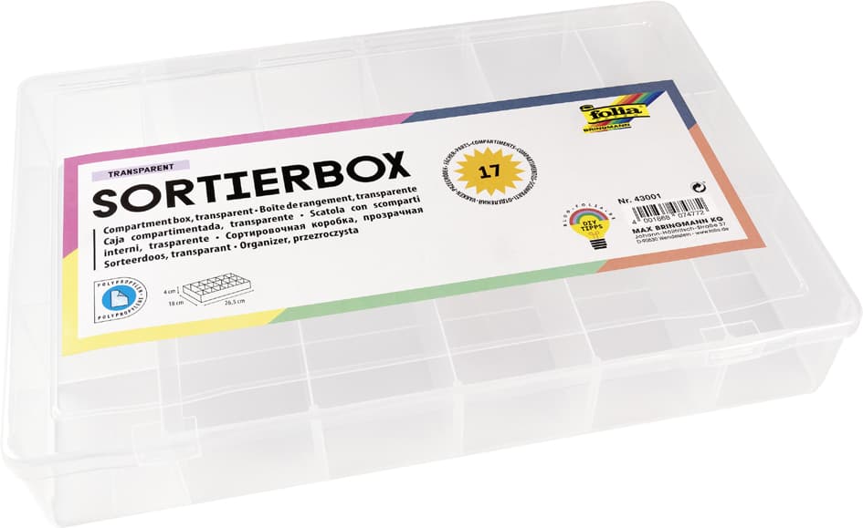 Folia Sortierbox, Aus Pp, 17 Fächer, Transparent