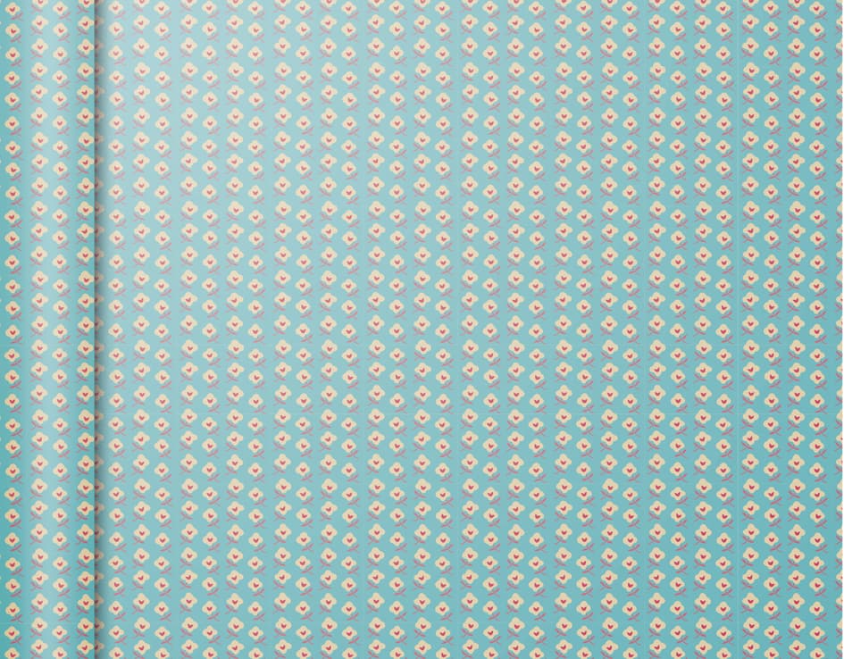 Clairefontaine Geschenkpapier , Tiny Rolls Blumen Blau,