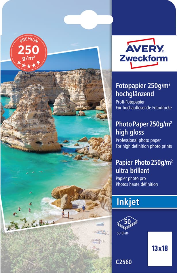 Avery Zweckform Inkjet Fotopapier Premium, 13 X 18 Cm, Weiß