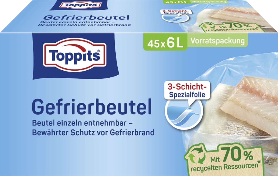 Toppits Gefrierbeutel, 45 X 6 Liter, 290 X 410 Mm