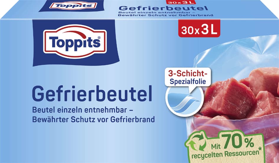 Toppits Gefrierbeutel, 30 X 3 Liter, 250 X 270 Mm