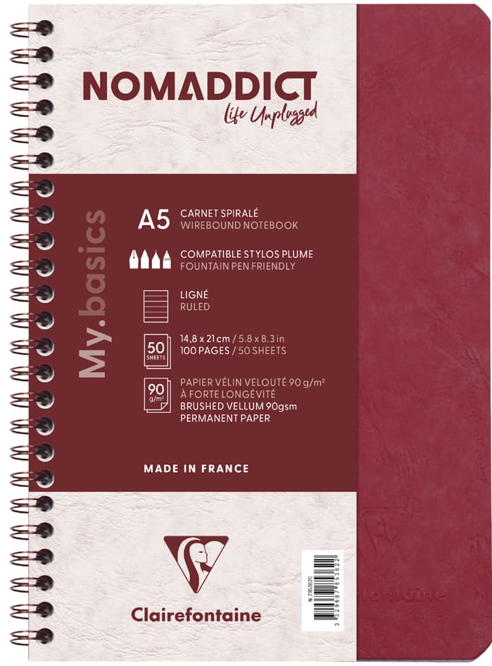 Clairefontaine Spiralbuch Nomaddict, Din A5, Rot