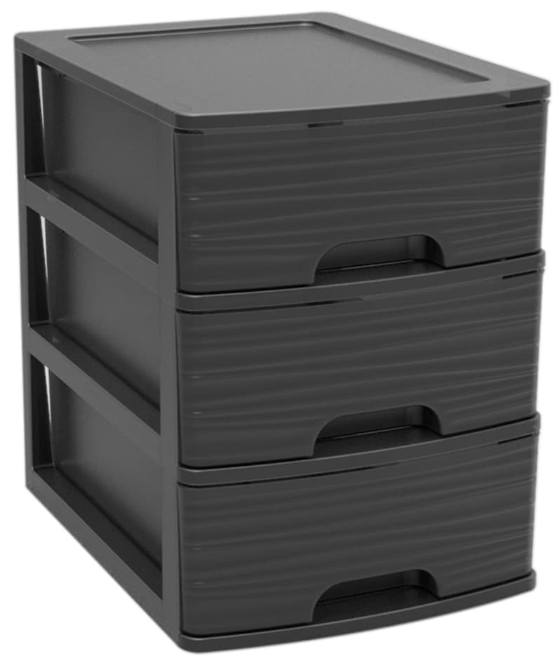 Eda Schubladenbox Stone, Din A5, 3 Schübe, Pp, Schwarz