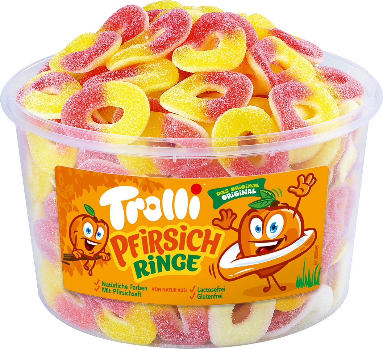 Trolli Fruchtgummi Pfirsichringe, 150er Runddose