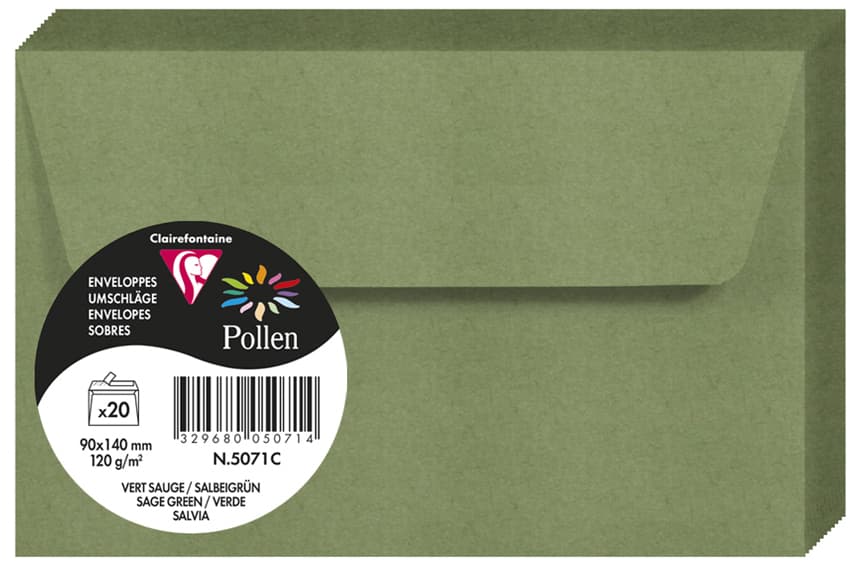 Pollen By Clairefontaine Briefumschlag 90x140 Mm, Salbeigrün