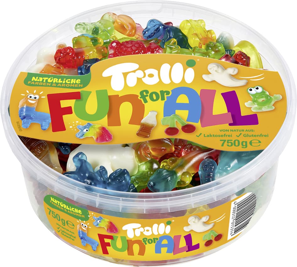 Trolli Fruchtgummi Fun For All, 750 G Runddose