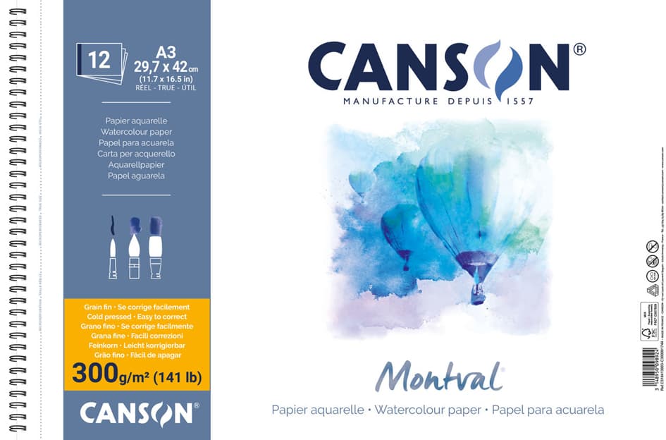 Canson Aquarellblock , Montval, , Din A3, 300 G/Qm