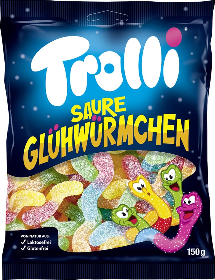 Trolli Fruchtgummi Saure Glühwürmchen, 150 G