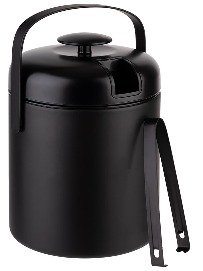 Aps Eiskühler-Set Polar, Aus Edelstahl, 1,3 Liter, Schwarz